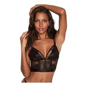 Victoria's Secret Size Large Very Sexy Black Lace Corset Bustier strappy Bra